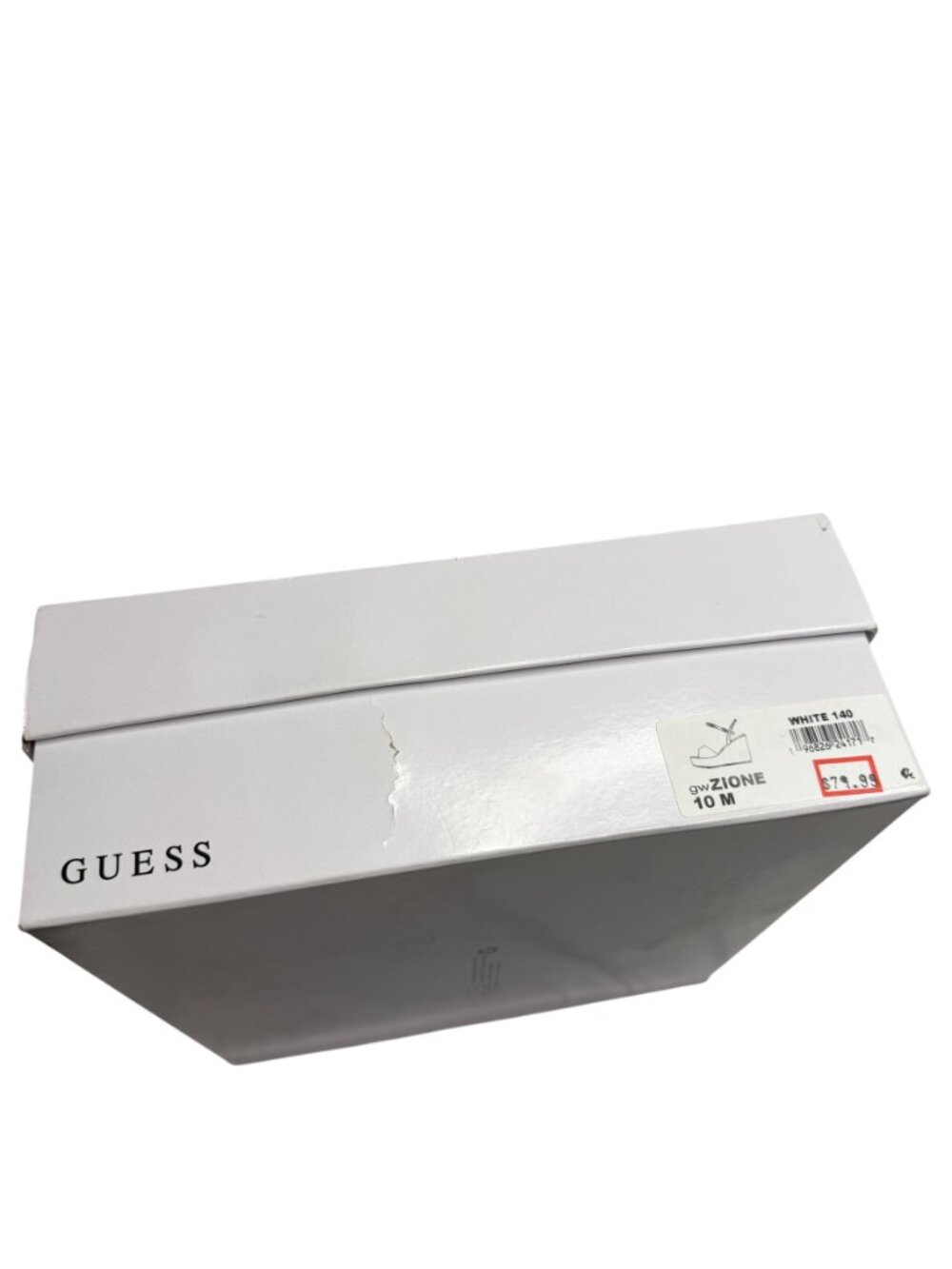Guess Zione Sandals Shoes Faux Patent Leather Platform Wedge White 10 NIB - Picture 12 of 14